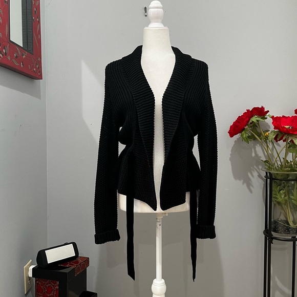 NEW LRL Ralph Lauren Chunky Belted Peplum Shawl Cardigan Sweater Jacket S NWOT - Picture 4 of 16